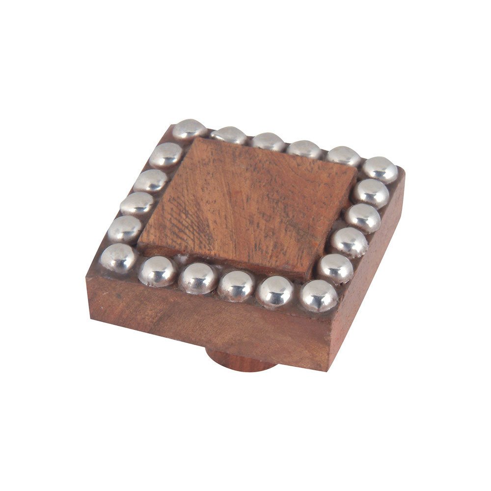 Square Studded Knob in Mango and Silver