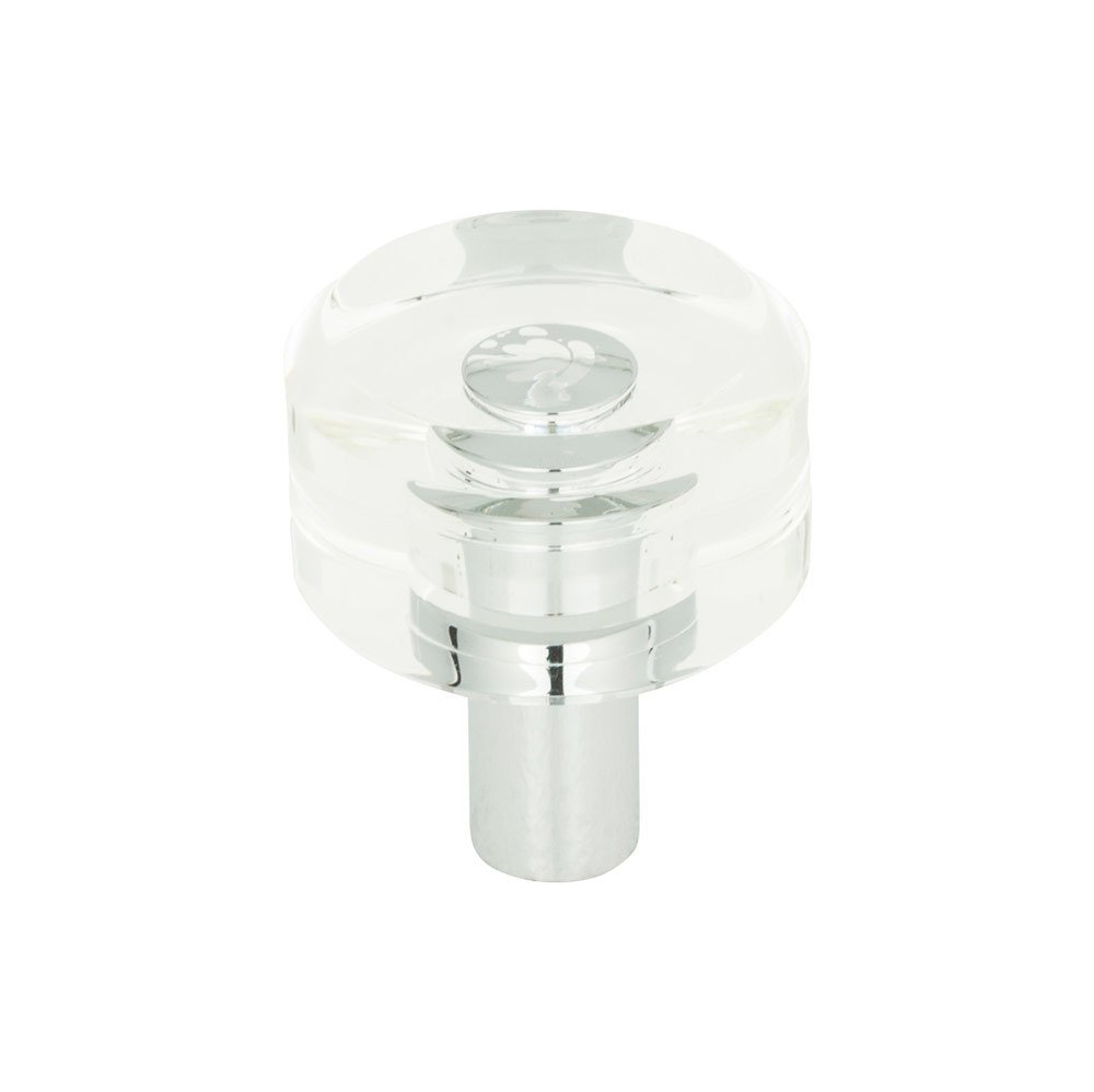 1 3/16" Round Knob in Clear Acrylic and Polished Chrome