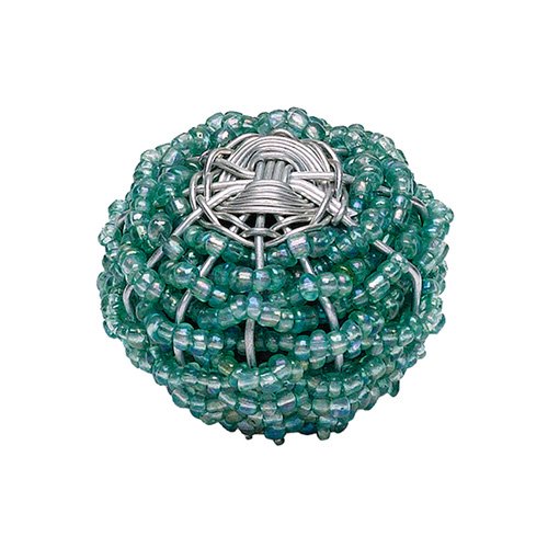 2" Beaded Knob in Aqua and Silver