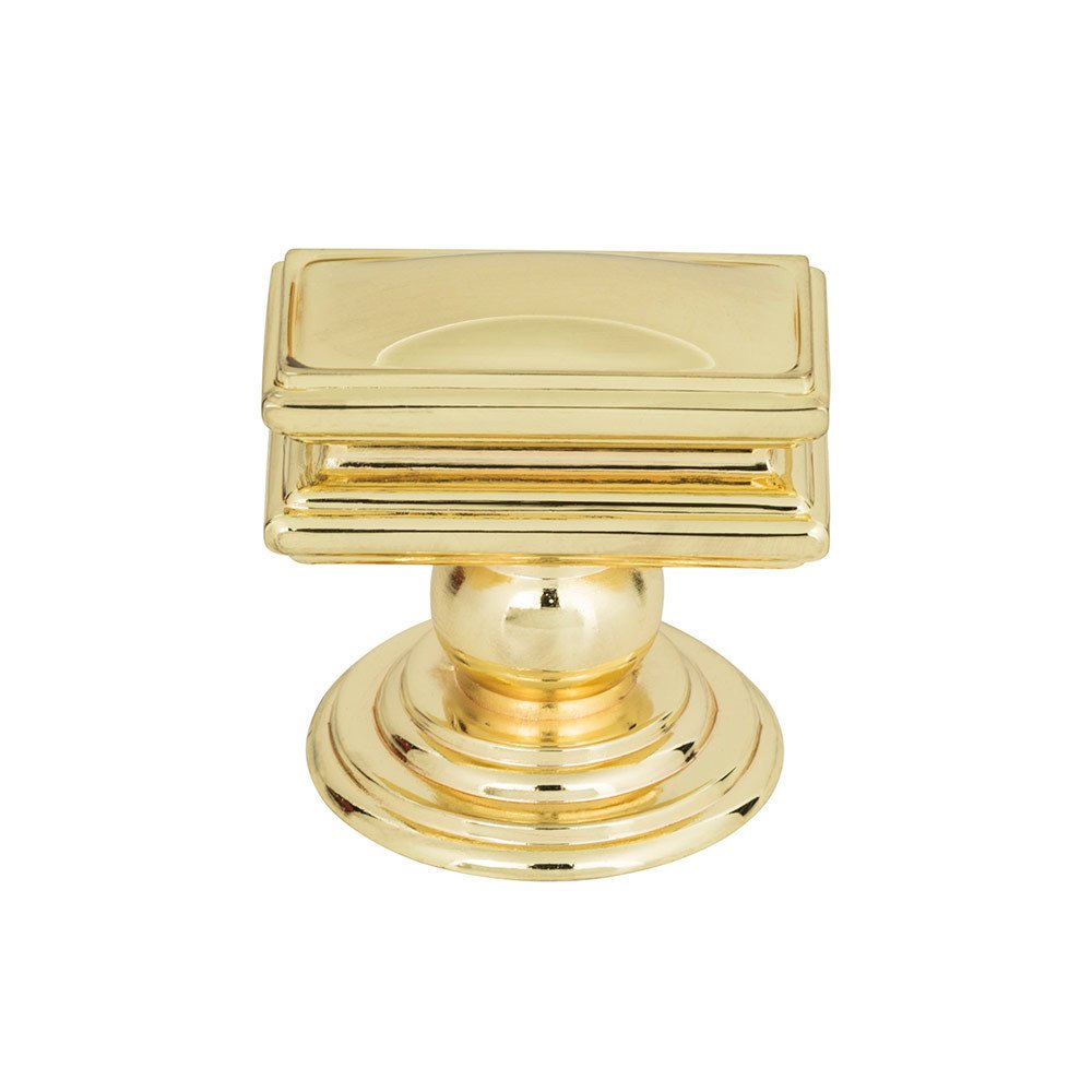 1 1/2" Rectangle Knob in Polished Brass