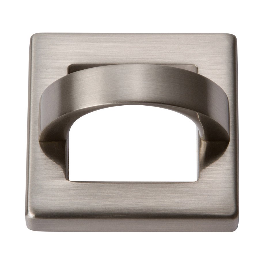 1 7/16" Centers Square Base In Brushed Nickel With Curved Handle In Brushed Nickel