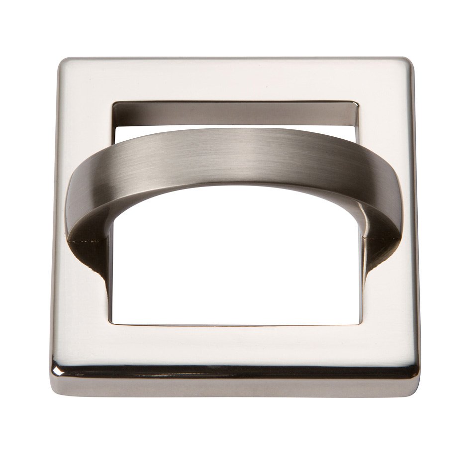 1 7/8" Centers Square Base In Polished Nickel With Curved Handle In Brushed Nickel