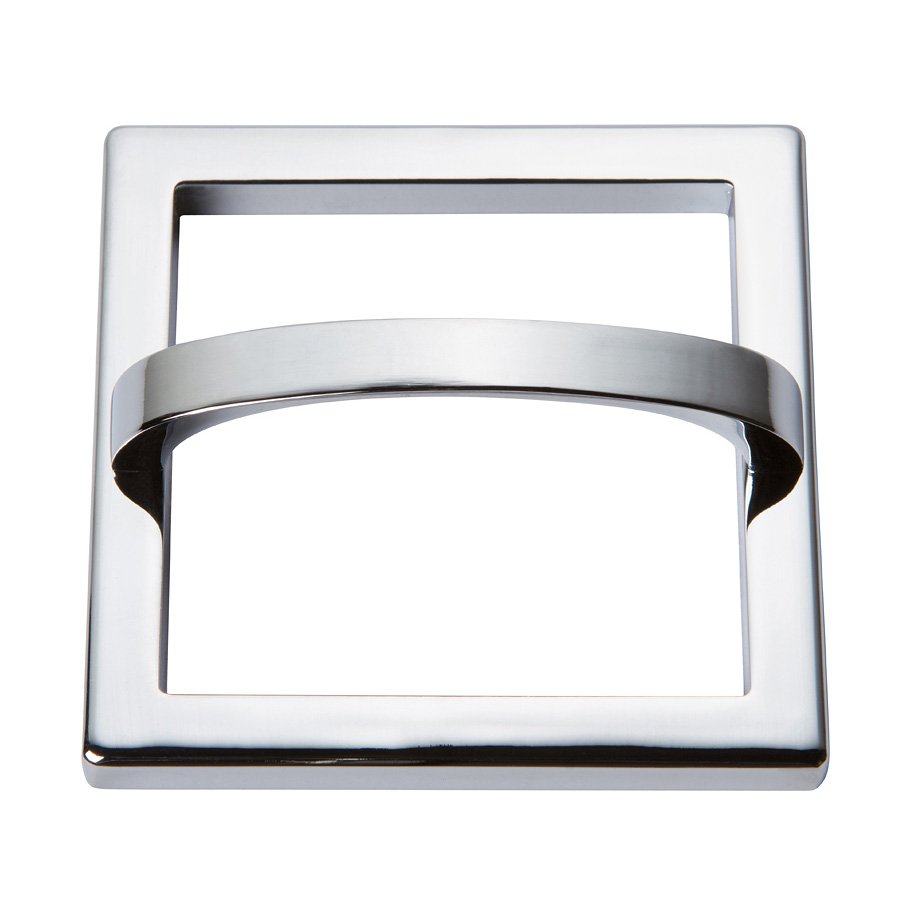 3" Centers Square Base In Polished Chrome With Curved Handle In Polished Chrome