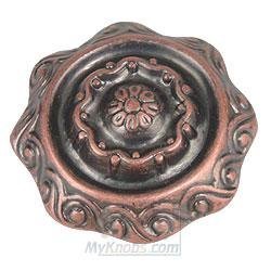 Embossed 1 5/8" Floral Knob in Craftsman Copper