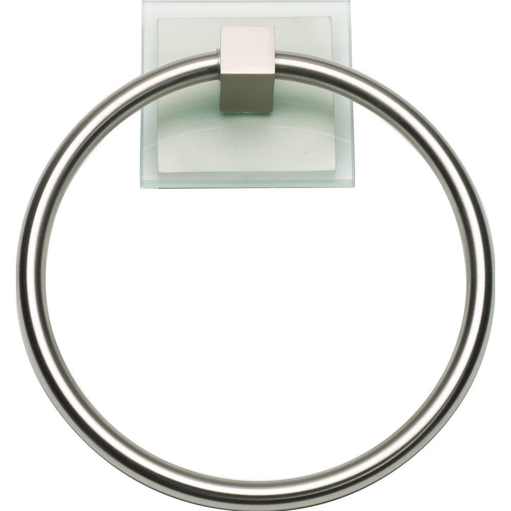 Towel Ring in Brushed Nickel and Frosted Glass