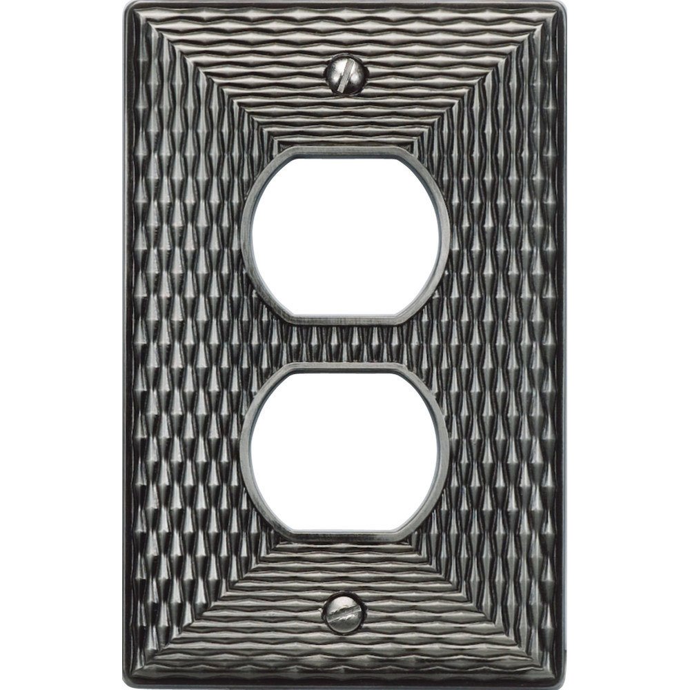 Single Duplex Outlet Switchplate in Brushed Nickel