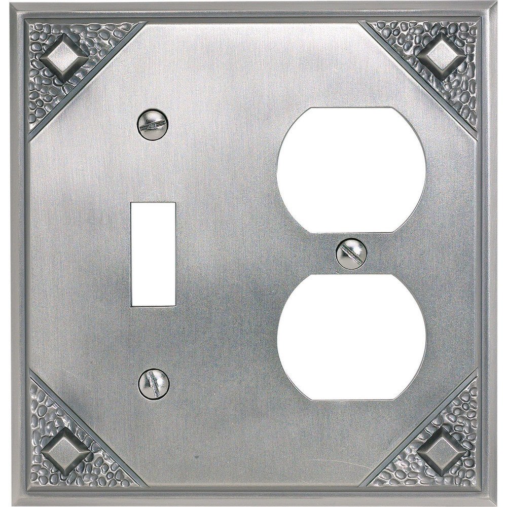 Single Toggle Single Duplex Outlet Switchplate in Pewter