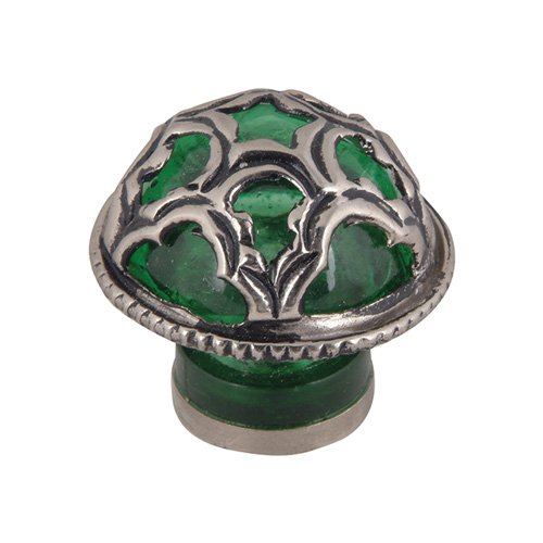 1 1/2" Moorish Knob in Green Glass and Silver