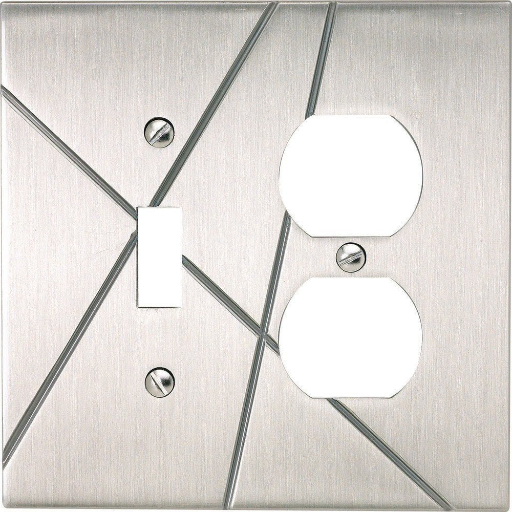 Single Toggle Single Duplex Outlet Switchplate in Brushed Nickel