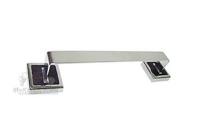 12" Towel Bar in Black Croc Embossed Leather and Polished Chrome