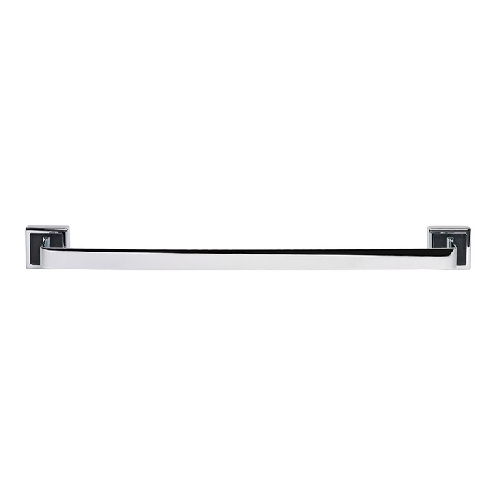 24" Towel Bar in Black Leather and Polished Chrome