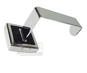 Toilet Tissue Holder in Black Croc Embossed Leather and Polished Chrome