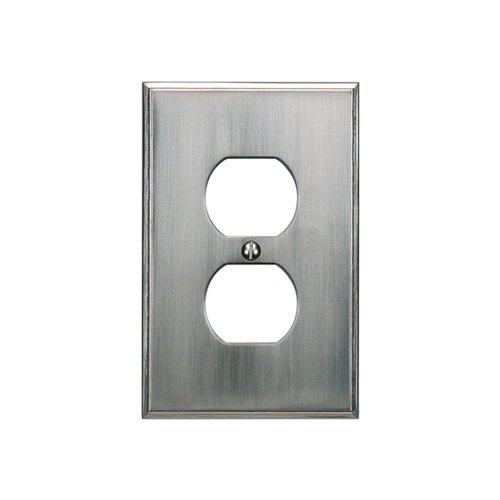 Place Single Duplex Outlet Switchplate in Brushed Nickel