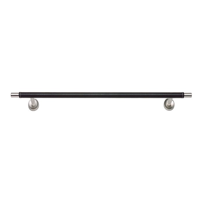 18" Towel Bar in Black Leather and Stainless Steel