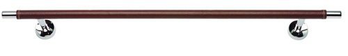 24" Towel Bar in Brown Leather and Polished Chrome