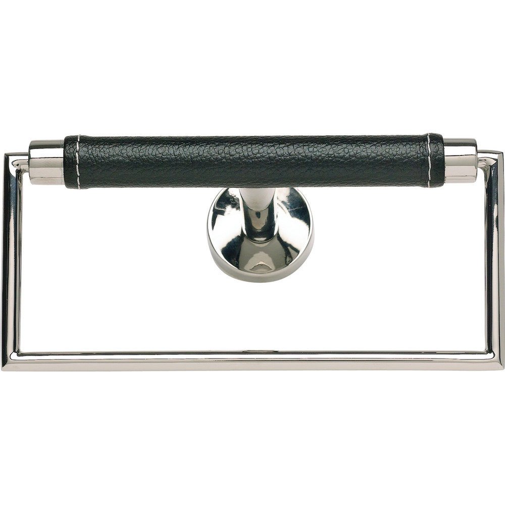 Towel Ring in Black Leather and Polished Chrome