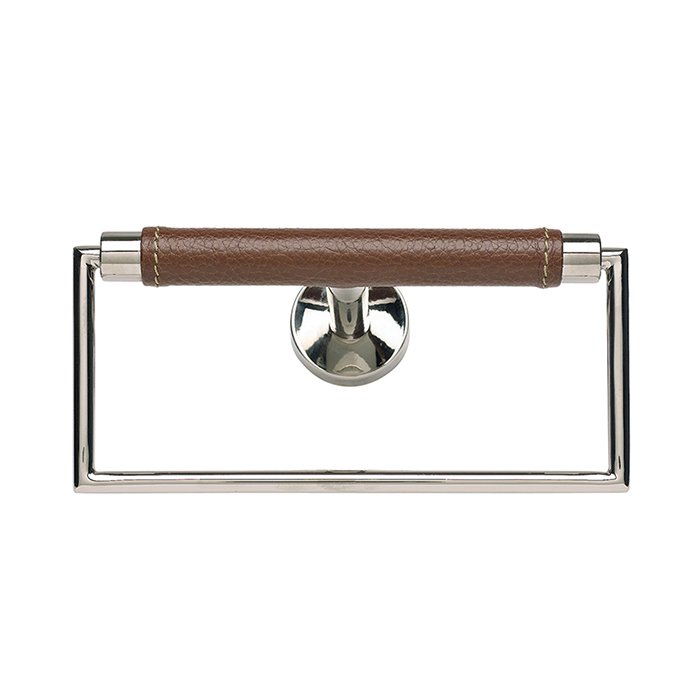 Towel Ring in Brown Leather and Polished Chrome
