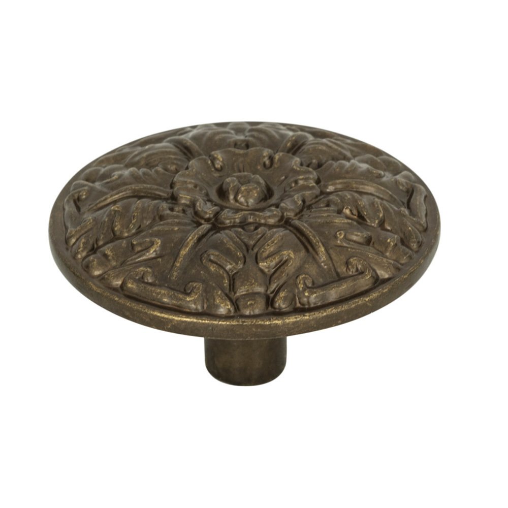 Ornate 1 1/2" Round Knob in Burnished Bronze