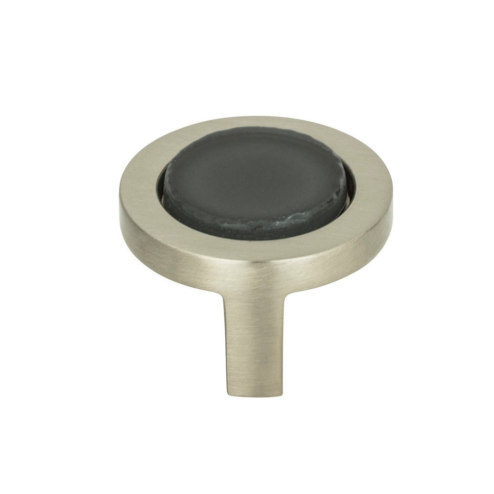 1 1/4" Round Knob in Black and Brushed Nickel