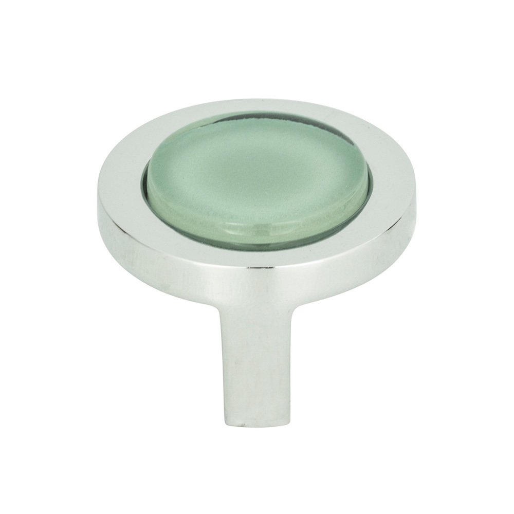 1 1/4" Round Knob in Green and Polished Chrome