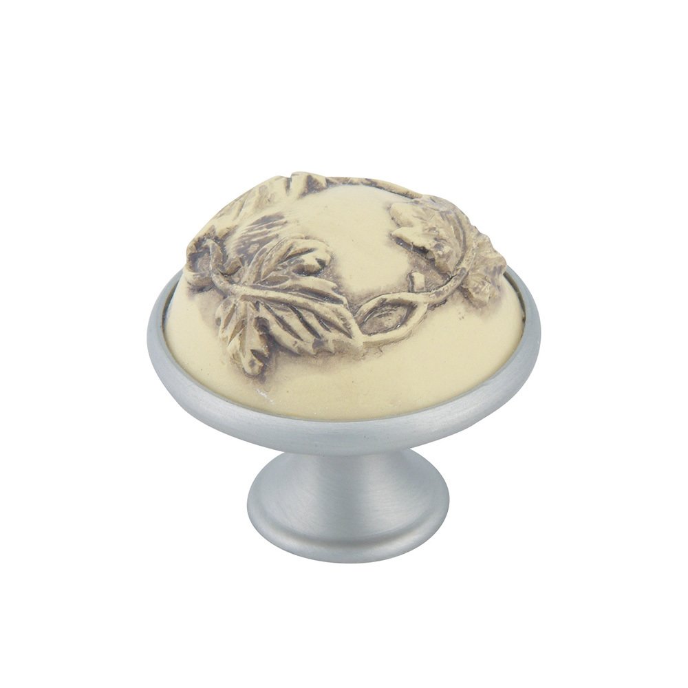 1 1/2" Knob in Ivory and Brushed Nickel