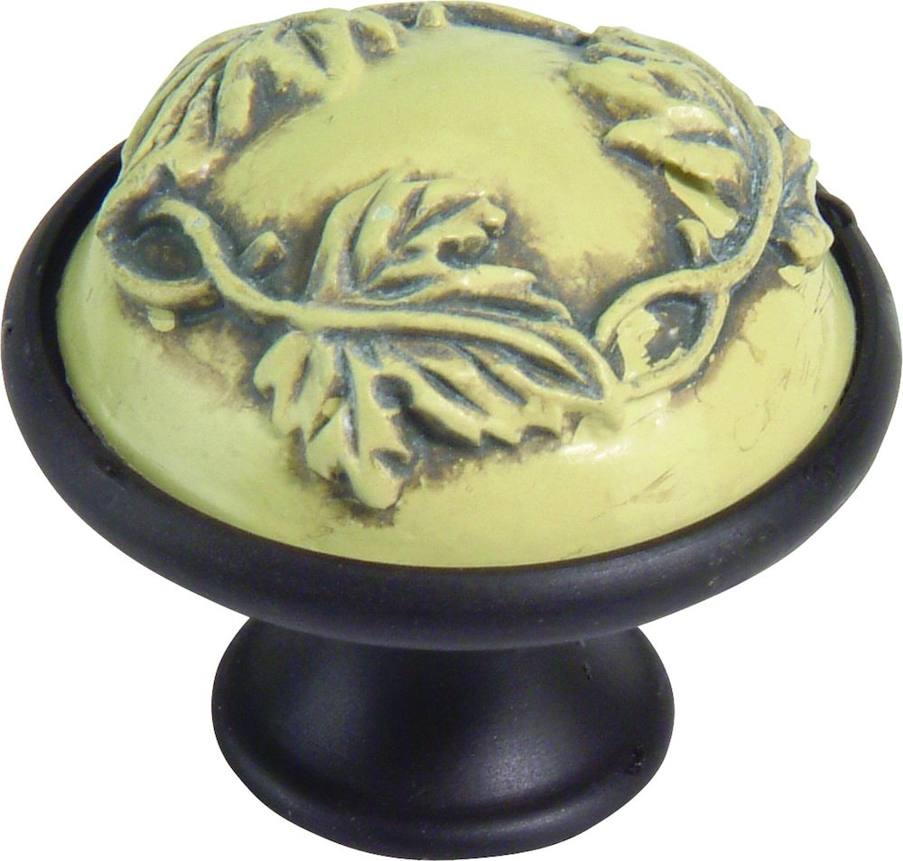 1 1/2" Knob in Ivory and Oil Rubbed Bronze