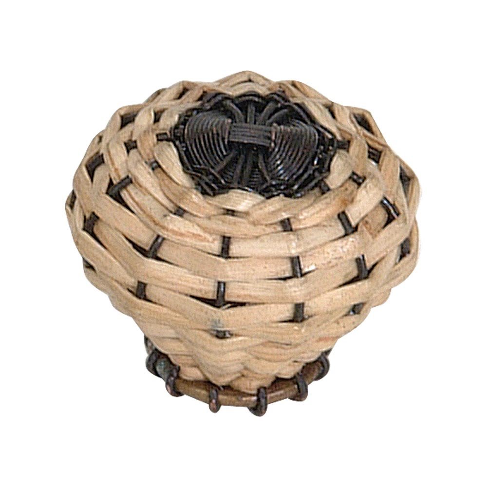 2" Diameter Bamboo Weave Large Knob In Aged Bronze
