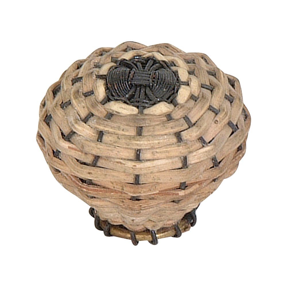 1 1/2" Diameter Bamboo Weave Small Knob In Aged Bronze