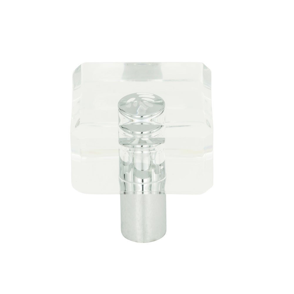 Square Knob in Clear Acrylic and Polished Chrome