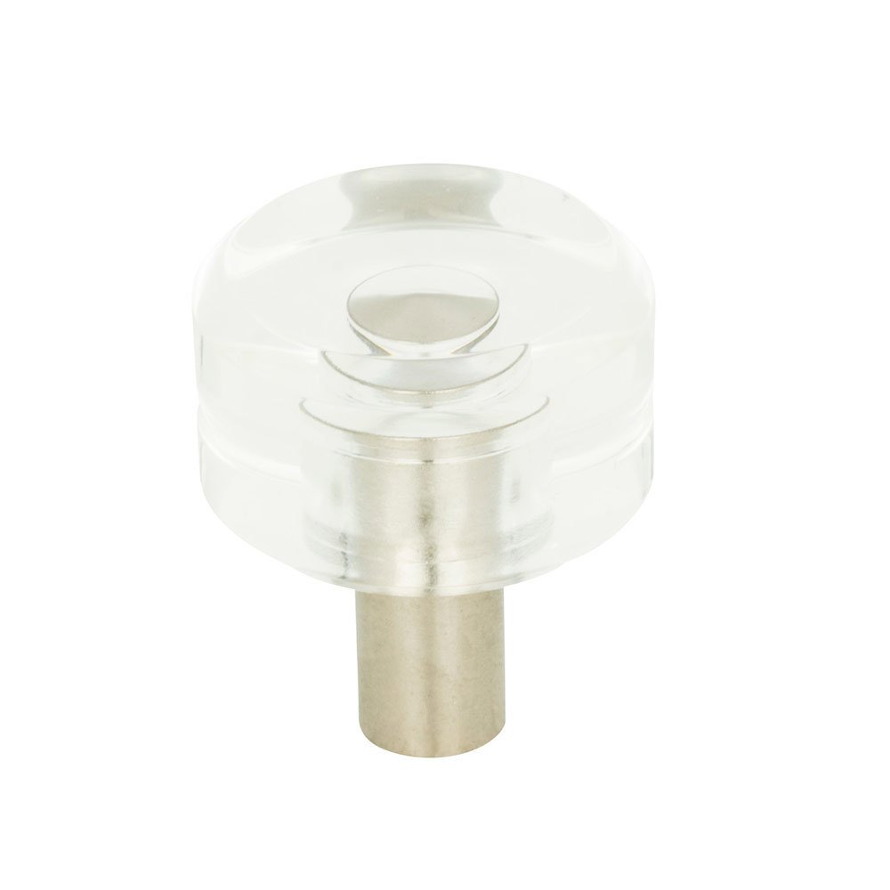 1 3/16" Round Knob in Clear Acrylic and Brushed Nickel