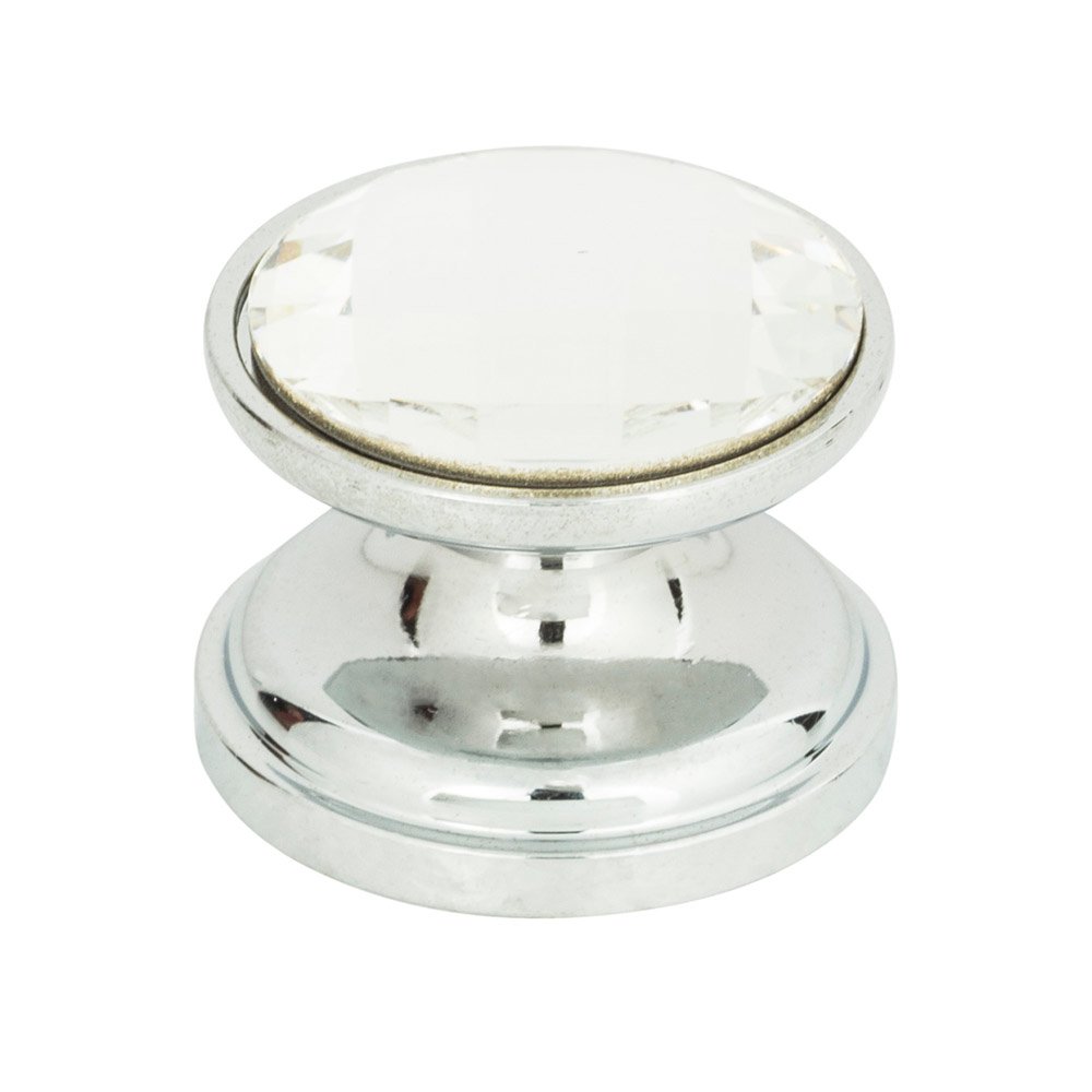 7/8" Knob in Brushed Matte Chrome with Crystal