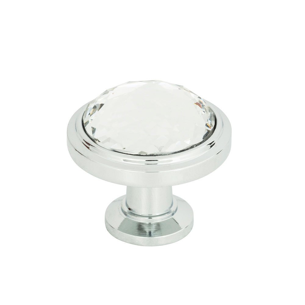 1 3/8" Crystal Round Knob in Polished Chrome