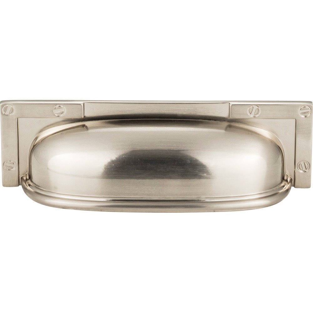 3 3/4" Centers L-Bracket Cup Pull In Brushed Nickel