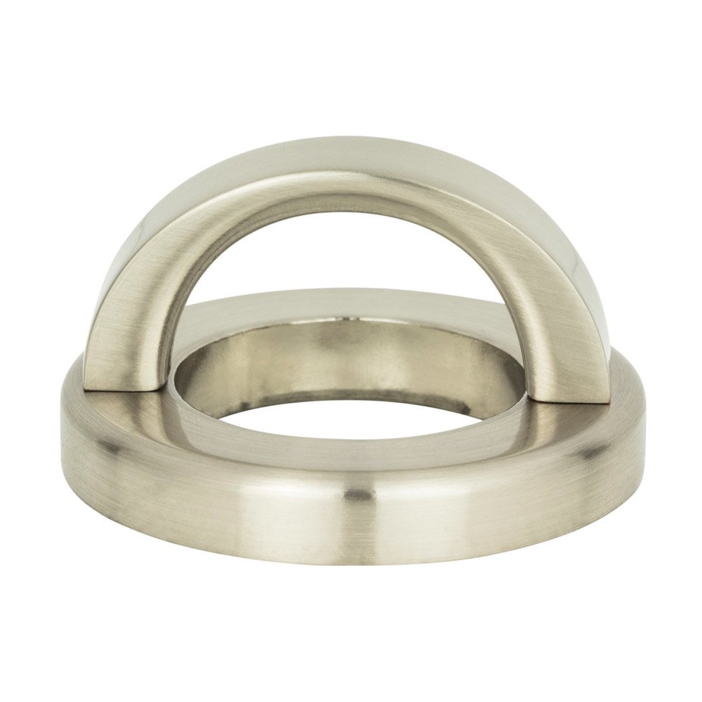 1 7/16" Centers Round Base In Brushed Nickel With Curved Handle In Brushed Nickel