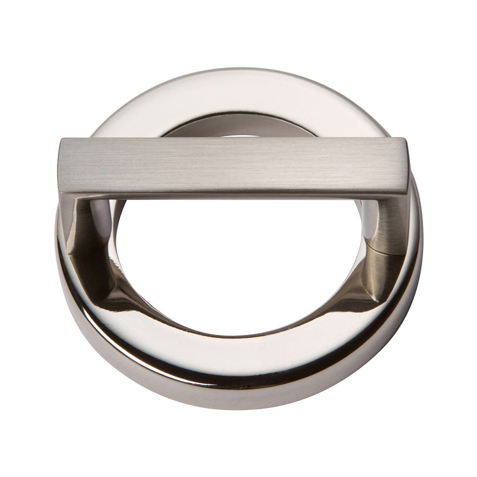 1 7/8" Centers Round Base In Polished Nickel With Squared Handle In Brushed Nickel