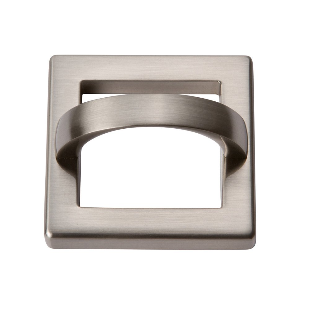 1 7/8" Centers Square Base In Brushed Nickel With Curved Handle In Brushed Nickel