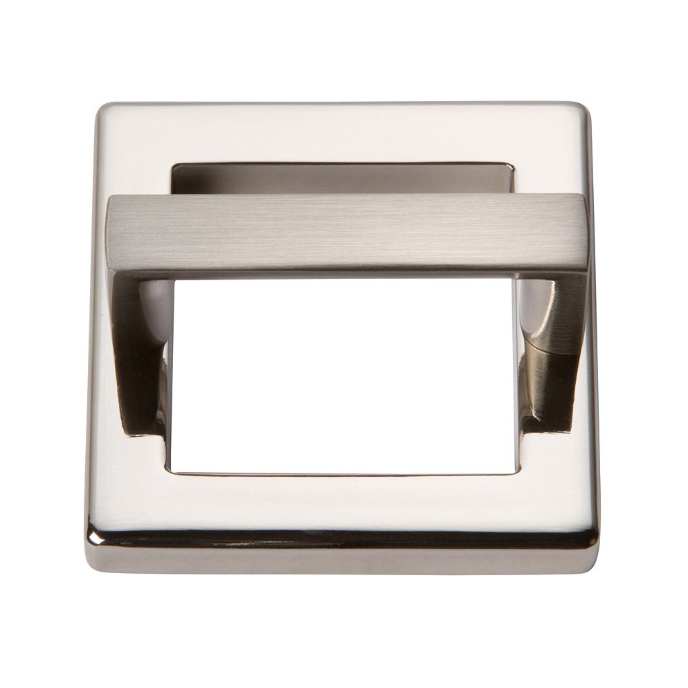 1 7/8" Centers Square Base In Polished Nickel With Squared Handle In Brushed Nickel