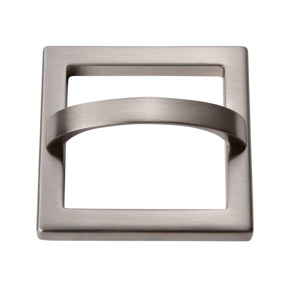 2 1/2" Centers Square Base In Brushed Nickel With Curved Handle In Brushed Nickel