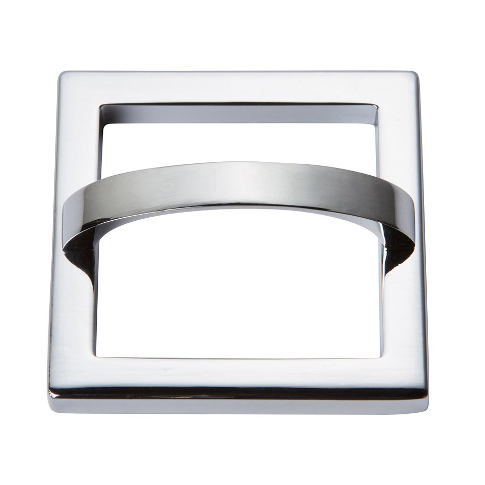 2 1/2" Centers Square Base In Polished Chrome With Curved Handle In Polished Chrome