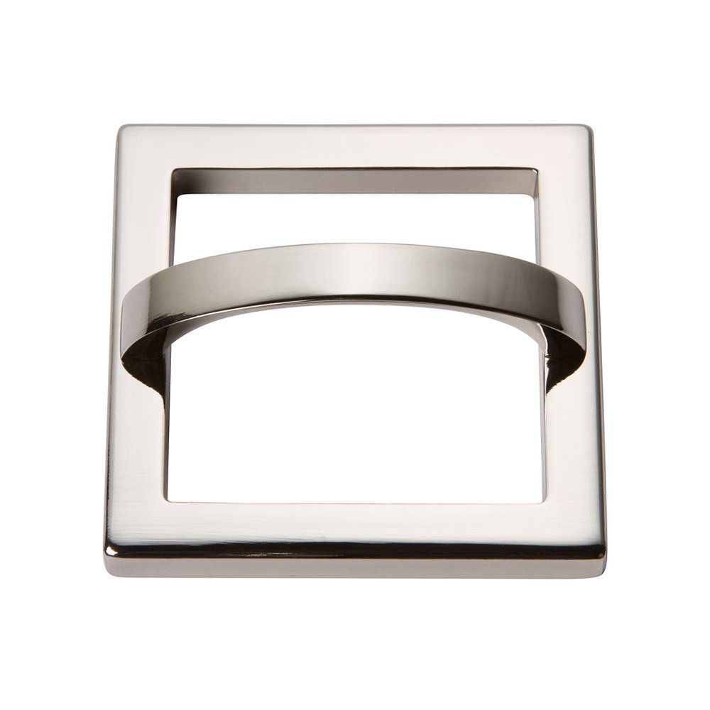 2 1/2" Centers Square Base In Polished Nickel With Curved Handle In Polished Nickel