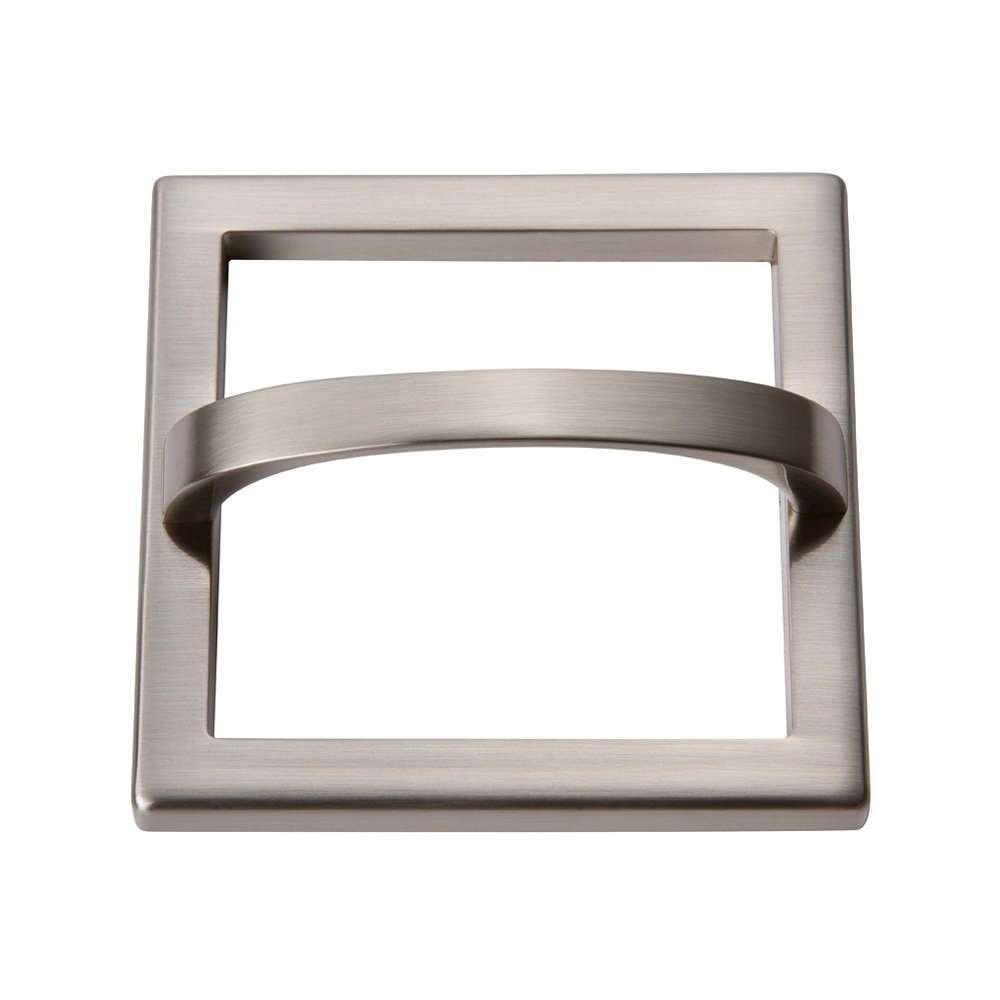 3" Centers Square Base In Brushed Nickel With Curved Handle In Brushed Nickel