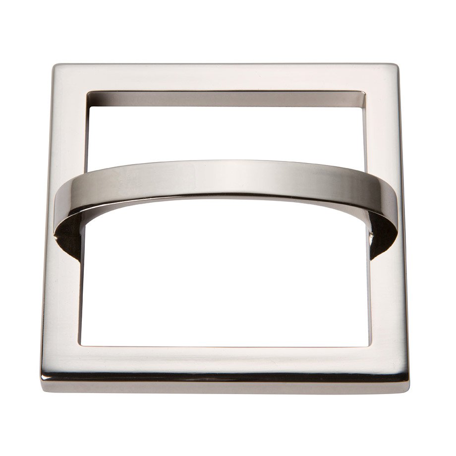 3" Centers Square Base In Polished Nickel With Curved Handle In Polished Nickel