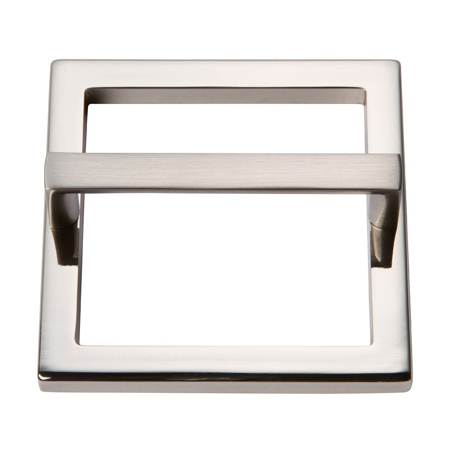 3" Centers Square Base In Polished Nickel With Squared Handle In Brushed Nickel