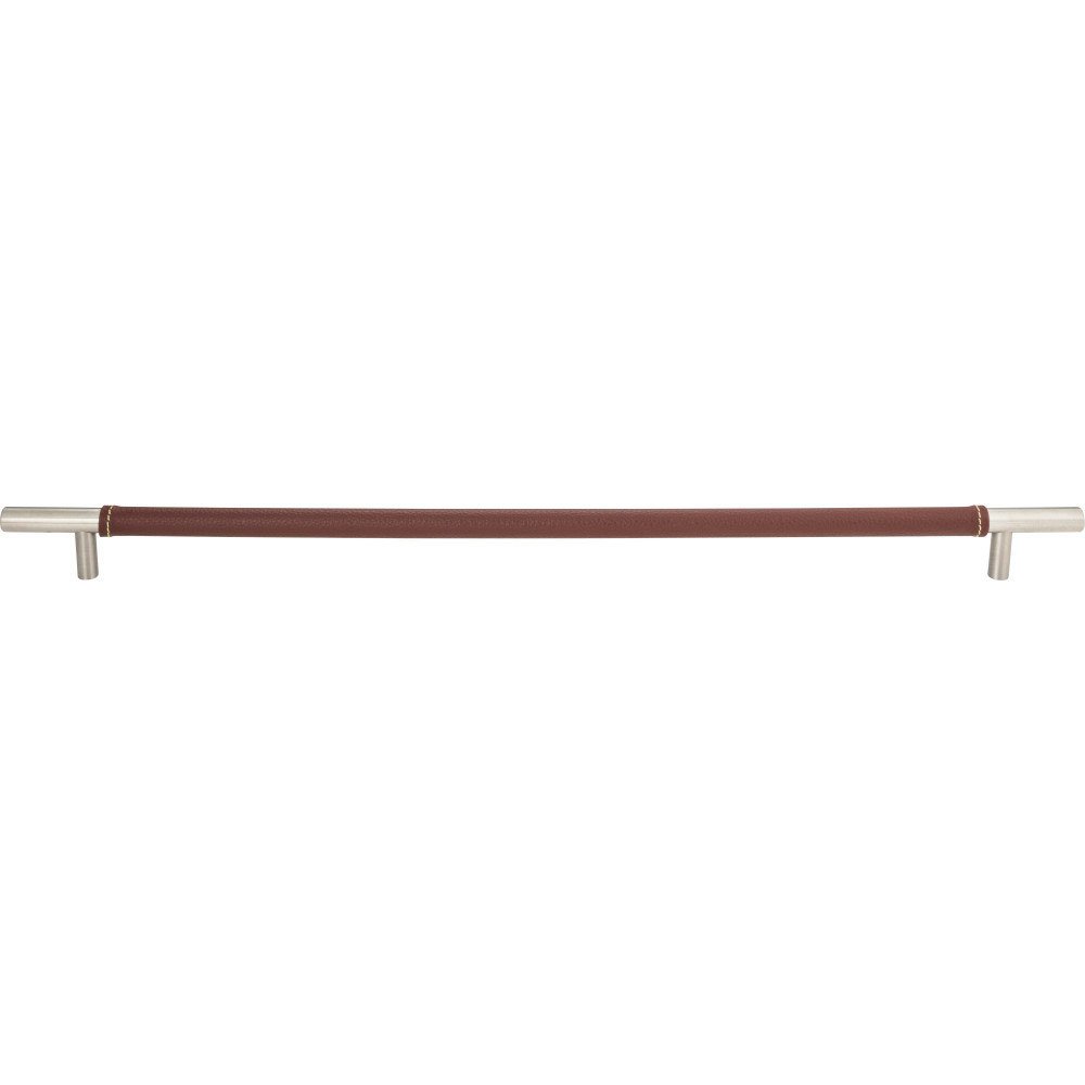 17" Centers Appliance Pull in Brown Leather and Stainless Steel
