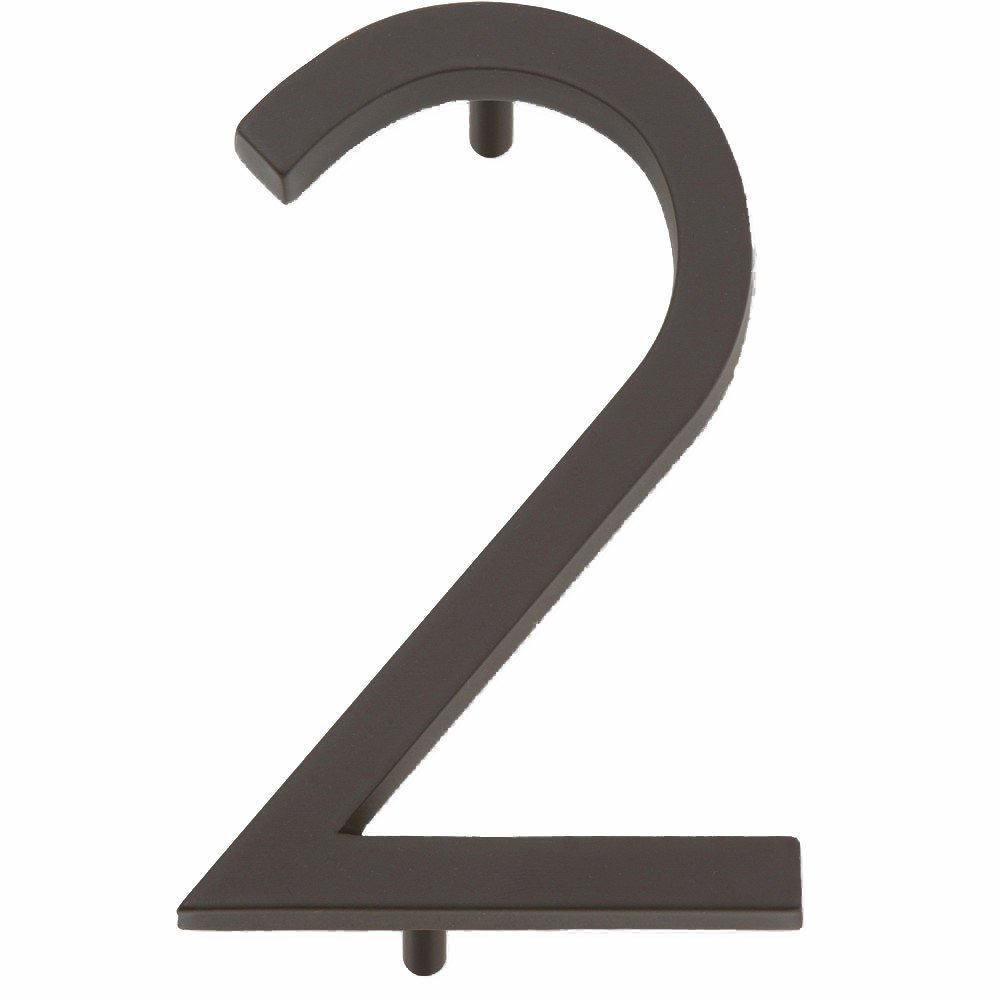 Modern #2 House Number in Aged Bronze