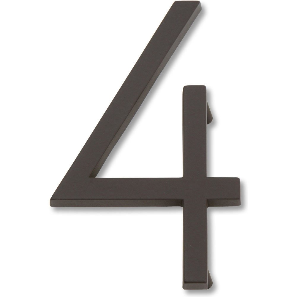 Modern #4 House Number in Aged Bronze