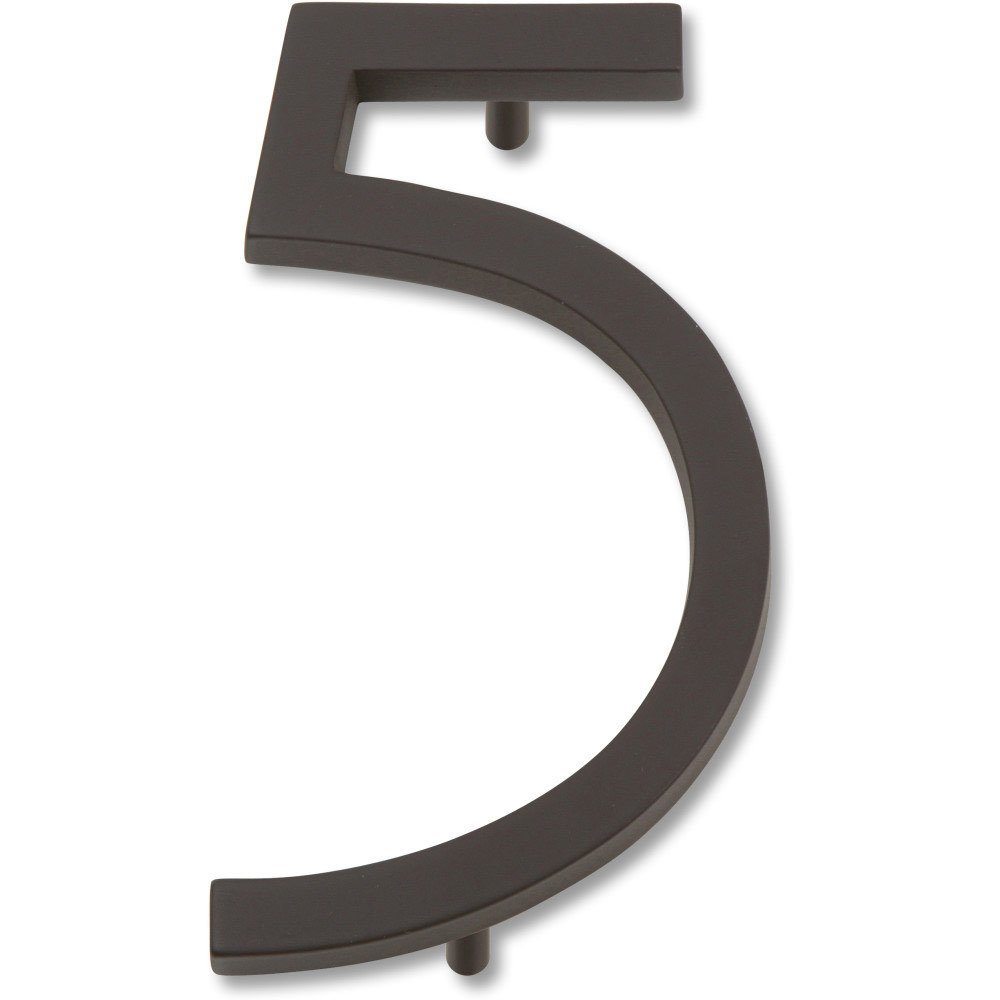Modern #5 House Number in Aged Bronze