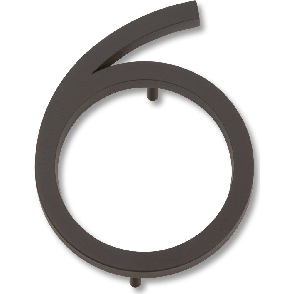 Modern #6 House Number in Aged Bronze