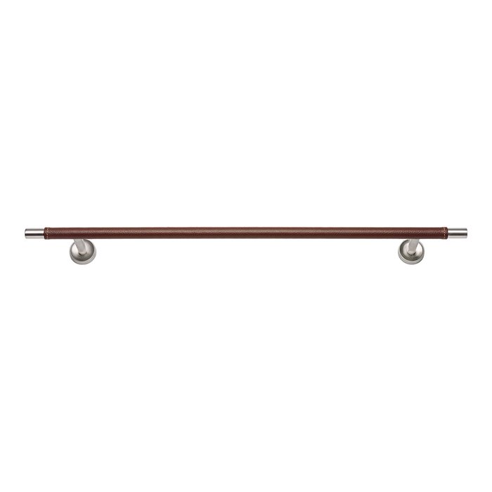 18" Towel Bar in Brown Leather and Stainless Steel