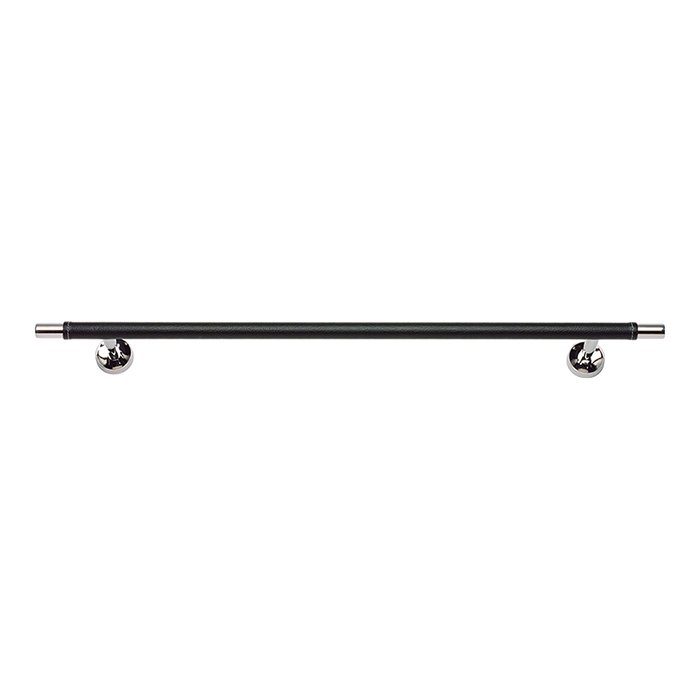 24" Towel Bar in Black Leather and Polished Chrome